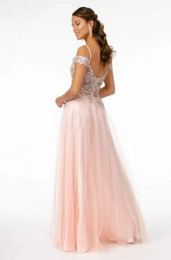 Elizabeth K - GL2953 Embroidered Off-Shoulder Mesh A-Line Gown