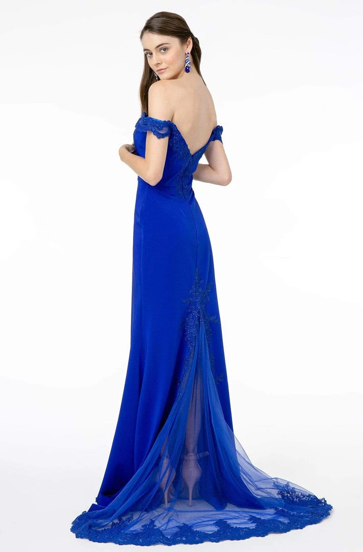 Elizabeth K - GL2958 Beaded Lace Appliqued Off Shoulder Jersey Gown 12 Elizabeth K - GL2958 Beaded Lace Appliqued Off Shoulder Jersey Gown