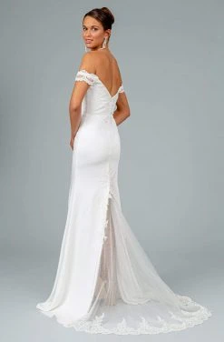 Elizabeth K - GL2958 Beaded Lace Appliqued Off Shoulder Jersey Gown 38 Elizabeth K - GL2958 Beaded Lace Appliqued Off Shoulder Jersey Gown