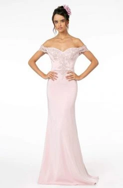 Elizabeth K - GL2958 Beaded Lace Appliqued Off Shoulder Jersey Gown 26 Elizabeth K - GL2958 Beaded Lace Appliqued Off Shoulder Jersey Gown