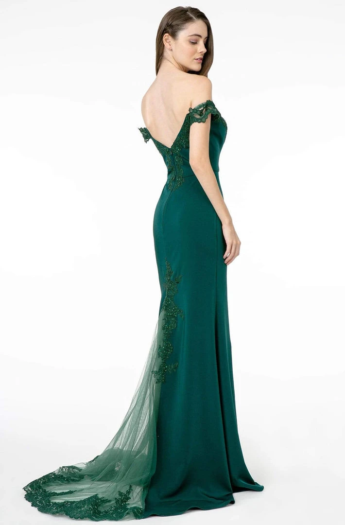 Elizabeth K - GL2958 Beaded Lace Appliqued Off Shoulder Jersey Gown 16 Elizabeth K - GL2958 Beaded Lace Appliqued Off Shoulder Jersey Gown
