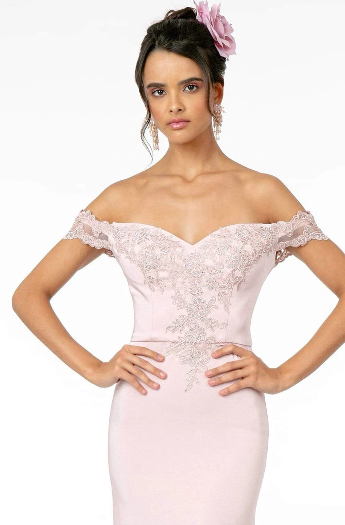 Elizabeth K - GL2958 Beaded Lace Appliqued Off Shoulder Jersey Gown 9 Elizabeth K - GL2958 Beaded Lace Appliqued Off Shoulder Jersey Gown