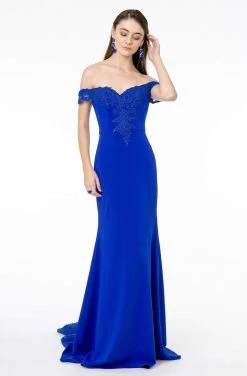 Elizabeth K - GL2958 Beaded Lace Appliqued Off Shoulder Jersey Gown 30 Elizabeth K - GL2958 Beaded Lace Appliqued Off Shoulder Jersey Gown