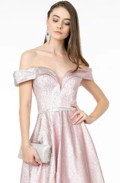 Elizabeth K - GL2982 Folded Off Shoulder Metallic Lame A-Line Gown 27 Elizabeth K - GL2982 Folded Off Shoulder Metallic Lame A-Line Gown