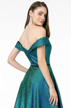 Elizabeth K - GL2982 Folded Off Shoulder Metallic Lame A-Line Gown 19 Elizabeth K - GL2982 Folded Off Shoulder Metallic Lame A-Line Gown