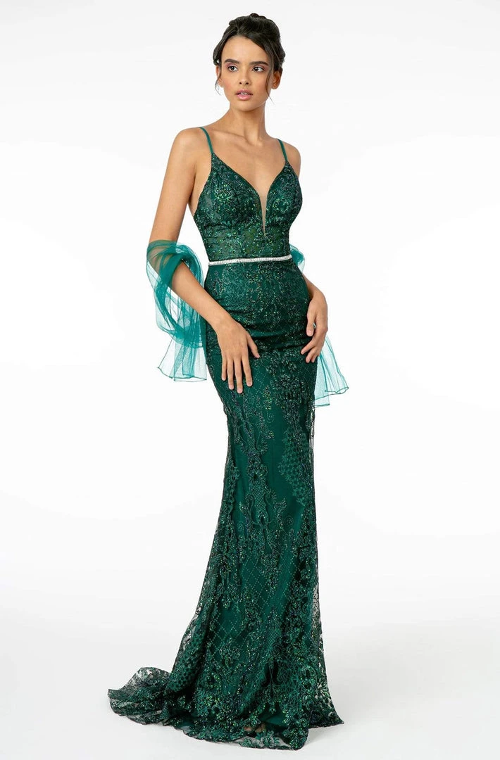 Elizabeth K - GL2990 Jeweled Deep V-Neck Sheath Dress 3 Elizabeth K - GL2990 Jeweled Deep V-Neck Sheath Dress