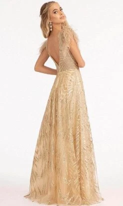 Elizabeth K GL3046 - Feather Sleeves A-Line Dress