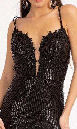 Elizabeth K GL3050 - Lace Trimmed Sequin Prom Dress