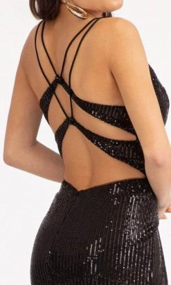 Elizabeth K GL3050 - Lace Trimmed Sequin Prom Dress