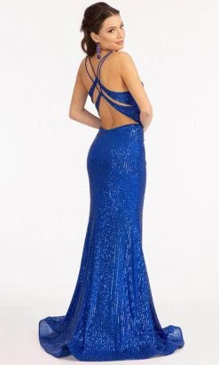 Elizabeth K GL3050 - Lace Trimmed Sequin Prom Dress