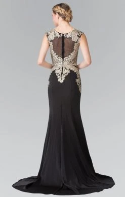 Elizabeth K - Gold Toned Embroidered Beaded Bodice Gown GL1461