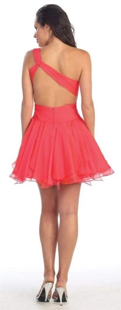 Elizabeth K - GS1037 Jeweled One Shoulder Short Ruffled Dress 19 Elizabeth K - GS1037 Jeweled One Shoulder Short Ruffled Dress