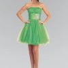 Elizabeth K - GS1050 Jeweled Straight Neck Tulle A-line Dress
