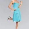 Elizabeth K - GS1080 Floral Accented Straight Neck Chiffon Dress