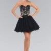 Elizabeth K - GS1110 Laced Sweetheart Neck Tulle Short Dress