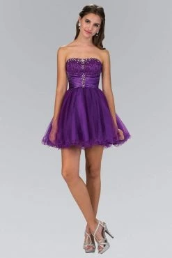 Elizabeth K - GS1345 Jeweled Strapless Lace-up Back Cocktail Dress 12 Elizabeth K - GS1345 Jeweled Strapless Lace-up Back Cocktail Dress