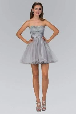 Elizabeth K - GS1345 Jeweled Strapless Lace-up Back Cocktail Dress 14 Elizabeth K - GS1345 Jeweled Strapless Lace-up Back Cocktail Dress