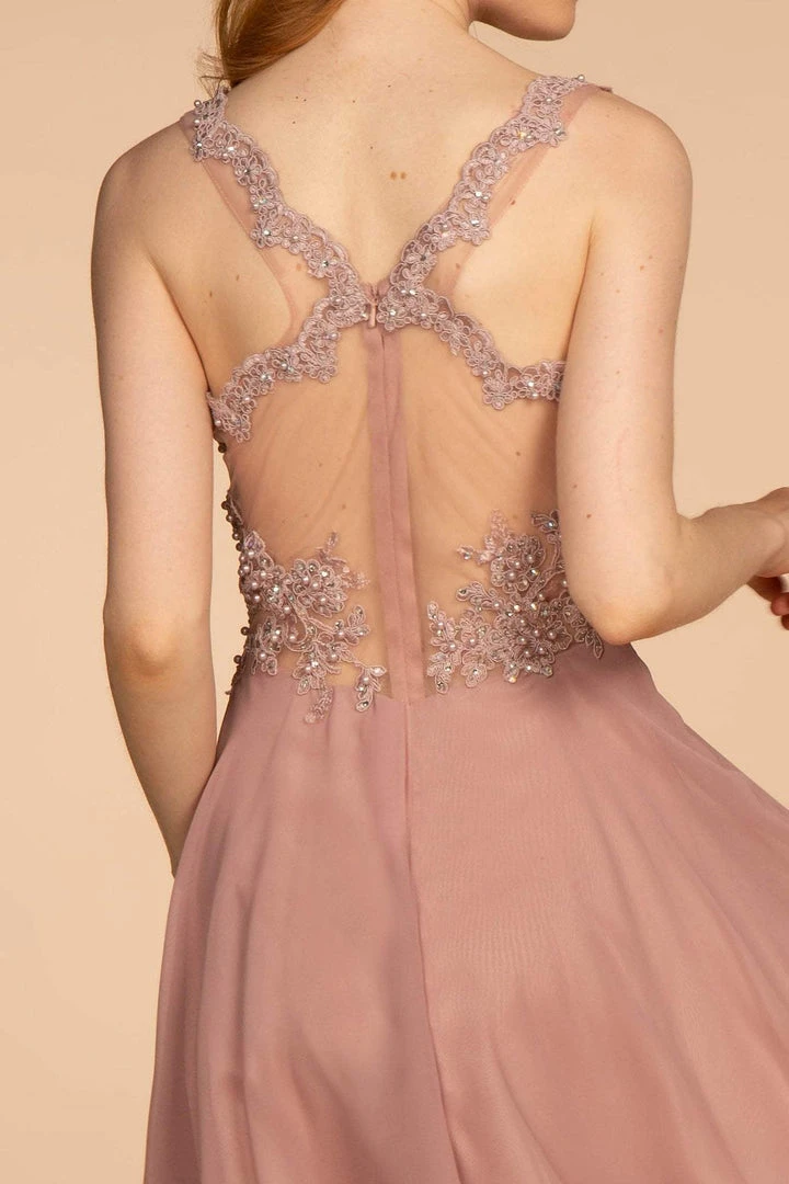 Elizabeth K - GS1619 Sleeveless Embroidered Vneck Chiffon A-line Dress 6 Elizabeth K - GS1619 Sleeveless Embroidered Vneck Chiffon A-line Dress