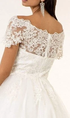 Elizabeth K - GS1953 Lace Embroidered Bodice Fit And Flare Tulle Dress