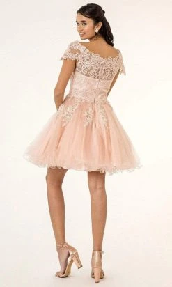 Elizabeth K - GS1953 Lace Embroidered Bodice Fit And Flare Tulle Dress