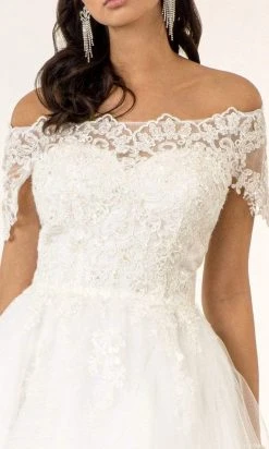 Elizabeth K - GS1953 Lace Embroidered Bodice Fit And Flare Tulle Dress