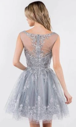 Elizabeth K - GS1964 Cap Sleeve Glitter Illusion Dress