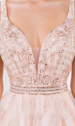 Elizabeth K - GS1965 Jeweled Waist Glitter A-Line Dress 17 Elizabeth K - GS1965 Jeweled Waist Glitter A-Line Dress