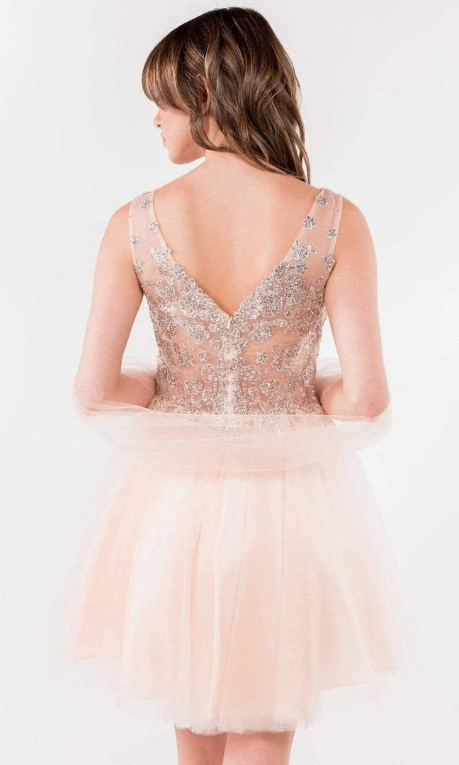 Elizabeth K - GS1968 Glitter Ornate A-Line Short Dress 5 Elizabeth K - GS1968 Glitter Ornate A-Line Short Dress