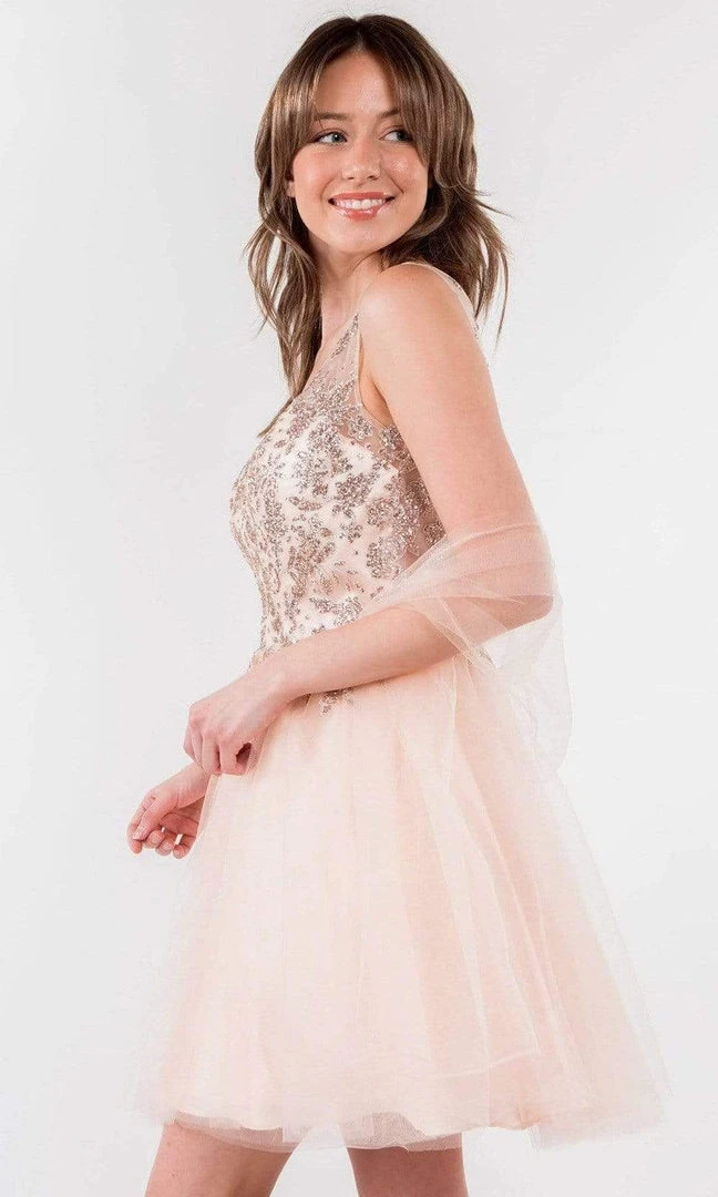 Elizabeth K - GS1968 Glitter Ornate A-Line Short Dress 6 Elizabeth K - GS1968 Glitter Ornate A-Line Short Dress