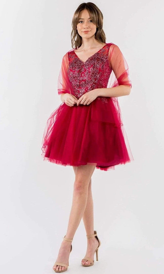 Elizabeth K - GS1968 Glitter Ornate A-Line Short Dress 10 Elizabeth K - GS1968 Glitter Ornate A-Line Short Dress