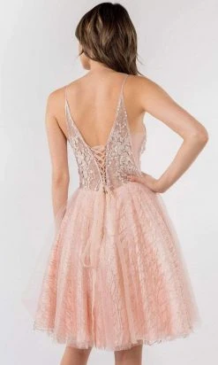 Elizabeth K - GS1979 Spaghetti Strap Applique A-Line Dress