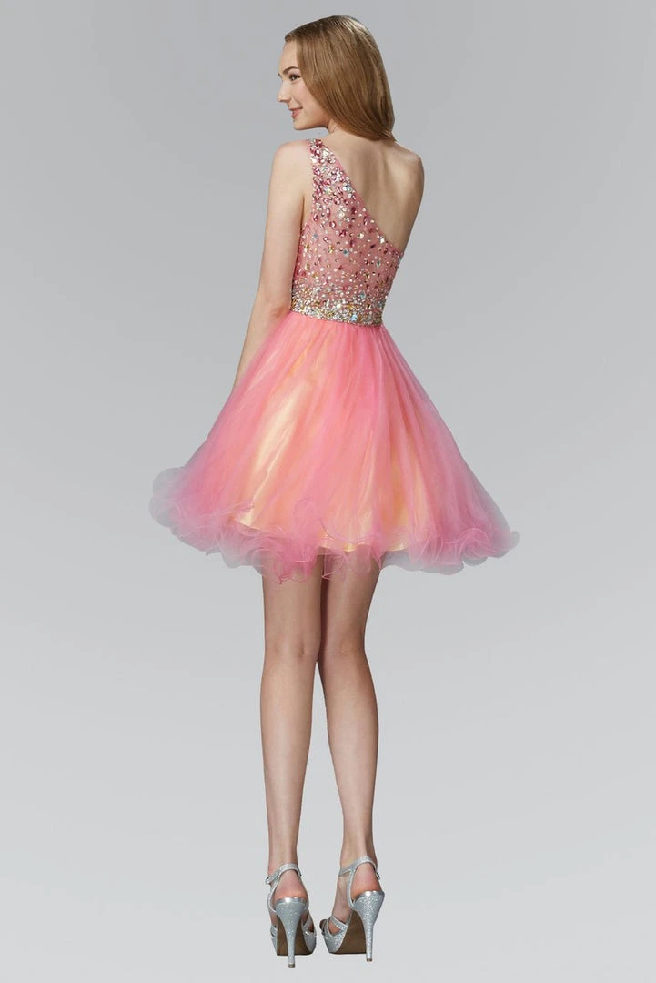 Elizabeth K - GS2033 Asymmetrical Neck Tulle Dress 4 Elizabeth K - GS2033 Asymmetrical Neck Tulle Dress
