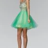 Elizabeth K - GS2033 Asymmetrical Neck Tulle Dress