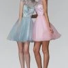 Elizabeth K - GS2044 Jeweled Illusion High Neck Tulle Dress