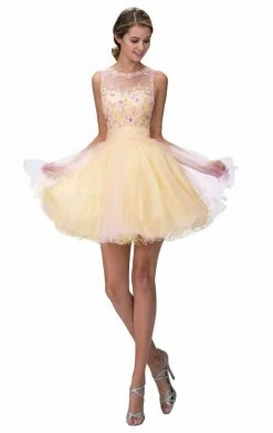 Elizabeth K - GS2124 Sleeveless Floral Cocktail Dress