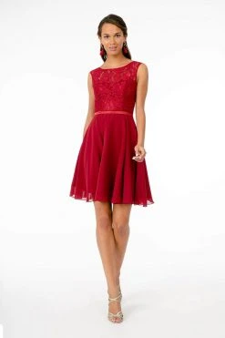 Elizabeth K - GS2807 Lace Bodice Corset Back Chiffon Dress 26 Elizabeth K - GS2807 Lace Bodice Corset Back Chiffon Dress