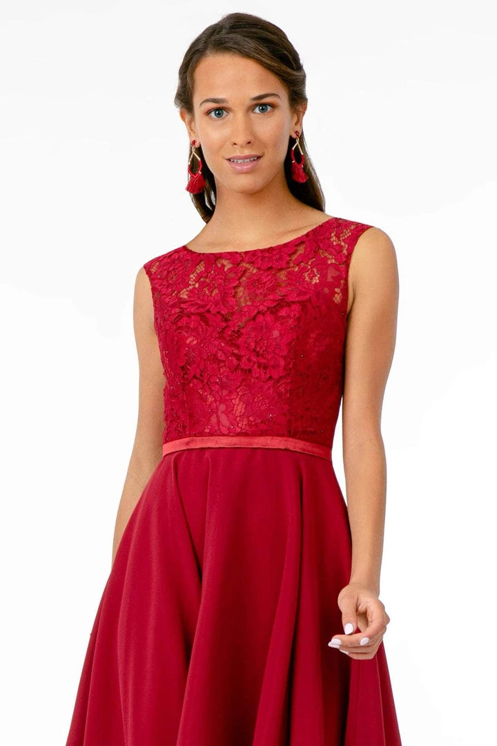 Elizabeth K - GS2807 Lace Bodice Corset Back Chiffon Dress 11 Elizabeth K - GS2807 Lace Bodice Corset Back Chiffon Dress