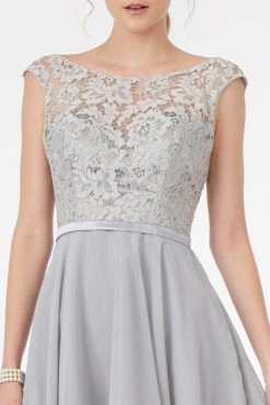 Elizabeth K - GS2807 Lace Bodice Corset Back Chiffon Dress 35 Elizabeth K - GS2807 Lace Bodice Corset Back Chiffon Dress