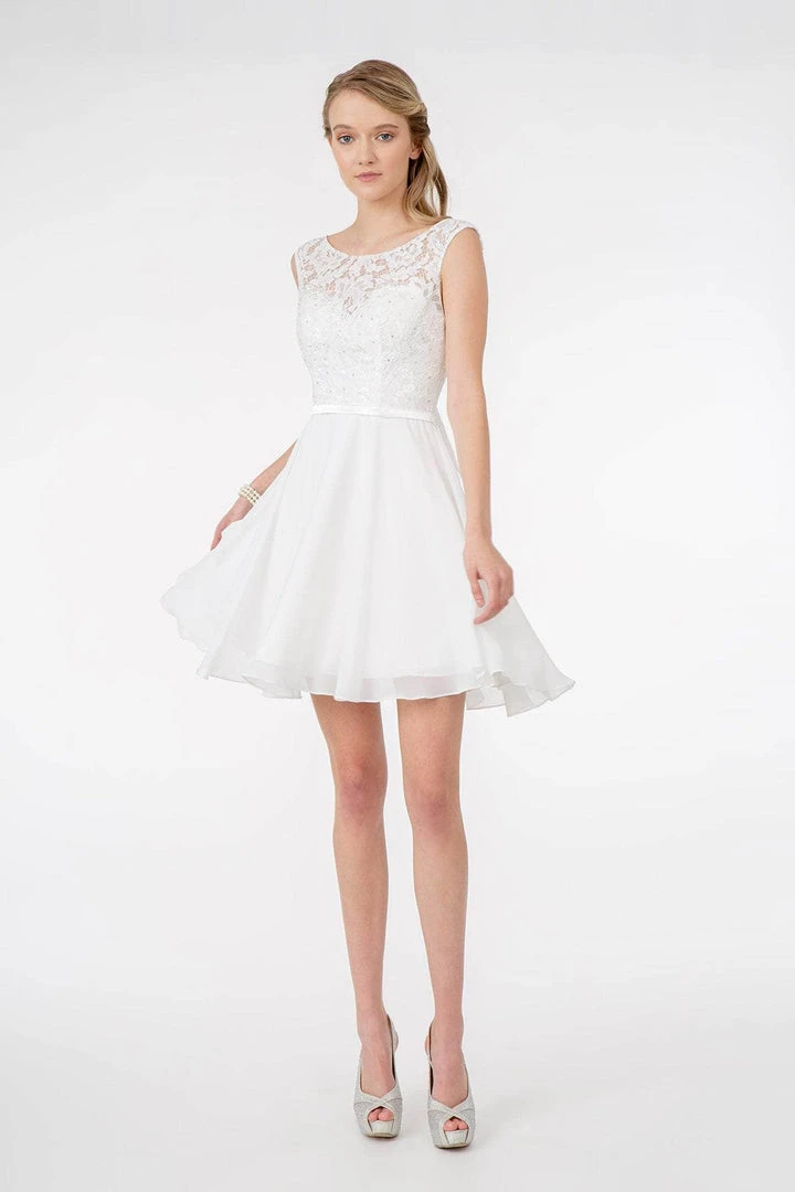 Elizabeth K - GS2807 Lace Bodice Corset Back Chiffon Dress 19 Elizabeth K - GS2807 Lace Bodice Corset Back Chiffon Dress