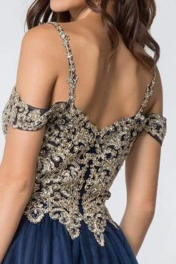 Elizabeth K - GS2808 Jeweled Gilt Appliqued A-Line Dress 34 Elizabeth K - GS2808 Jeweled Gilt Appliqued A-Line Dress