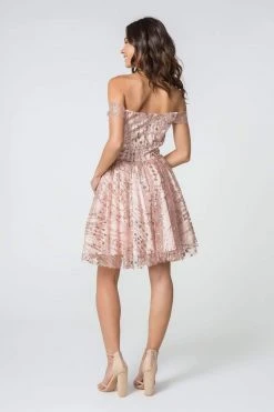 Elizabeth K - GS2833 Glitter Off-Shoulder A-Line Cocktail Dress