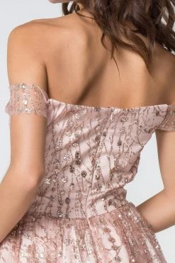 Elizabeth K - GS2833 Glitter Off-Shoulder A-Line Cocktail Dress