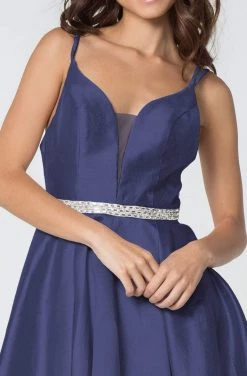 Elizabeth K - GS2843 A-Line Satin Cocktail Dress With Beaded Waistband 28 Elizabeth K - GS2843 A-Line Satin Cocktail Dress With Beaded Waistband