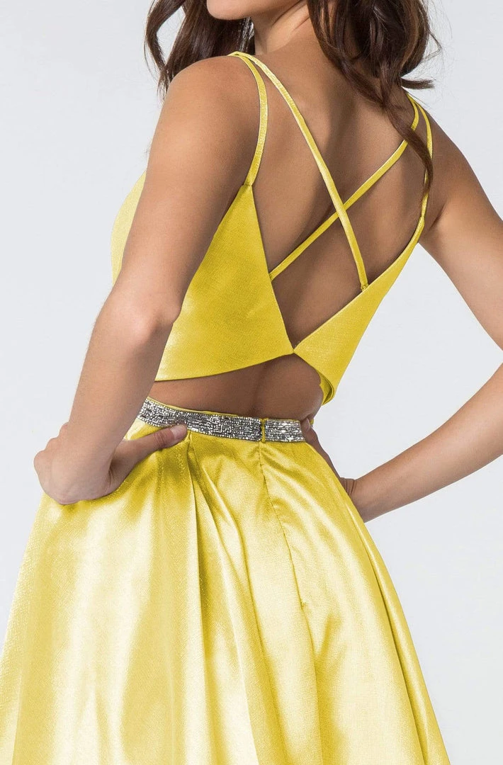 Elizabeth K - GS2843 A-Line Satin Cocktail Dress With Beaded Waistband 18 Elizabeth K - GS2843 A-Line Satin Cocktail Dress With Beaded Waistband