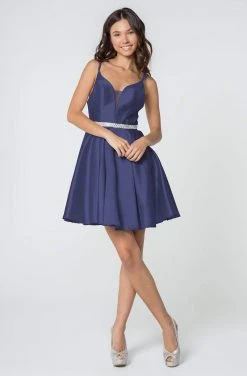 Elizabeth K - GS2843 A-Line Satin Cocktail Dress With Beaded Waistband 26 Elizabeth K - GS2843 A-Line Satin Cocktail Dress With Beaded Waistband
