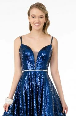 Elizabeth K - GS2847 Sequined Deep V-Neck A-Line Dress 24 Elizabeth K - GS2847 Sequined Deep V-Neck A-Line Dress