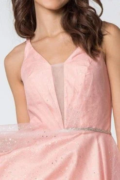 Elizabeth K - GS2865 Glitter Overlaid Plunging Bodice Short Dress 8 Elizabeth K - GS2865 Glitter Overlaid Plunging Bodice Short Dress