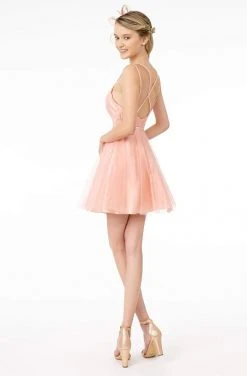 Elizabeth K - GS2866 Ruched V-Neck A-Line Cocktail Dress