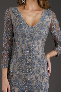 Feriani Couture - 18004 Embellished V-neck Sheath Dress 7 Feriani Couture - 18004 Embellished V-neck Sheath Dress