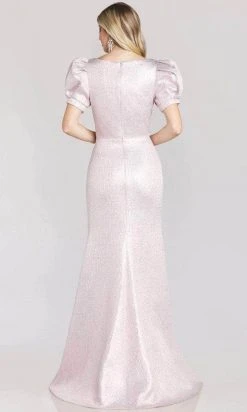 Feriani Couture 18202 - Puffed Short Sleeved Metallic Gown